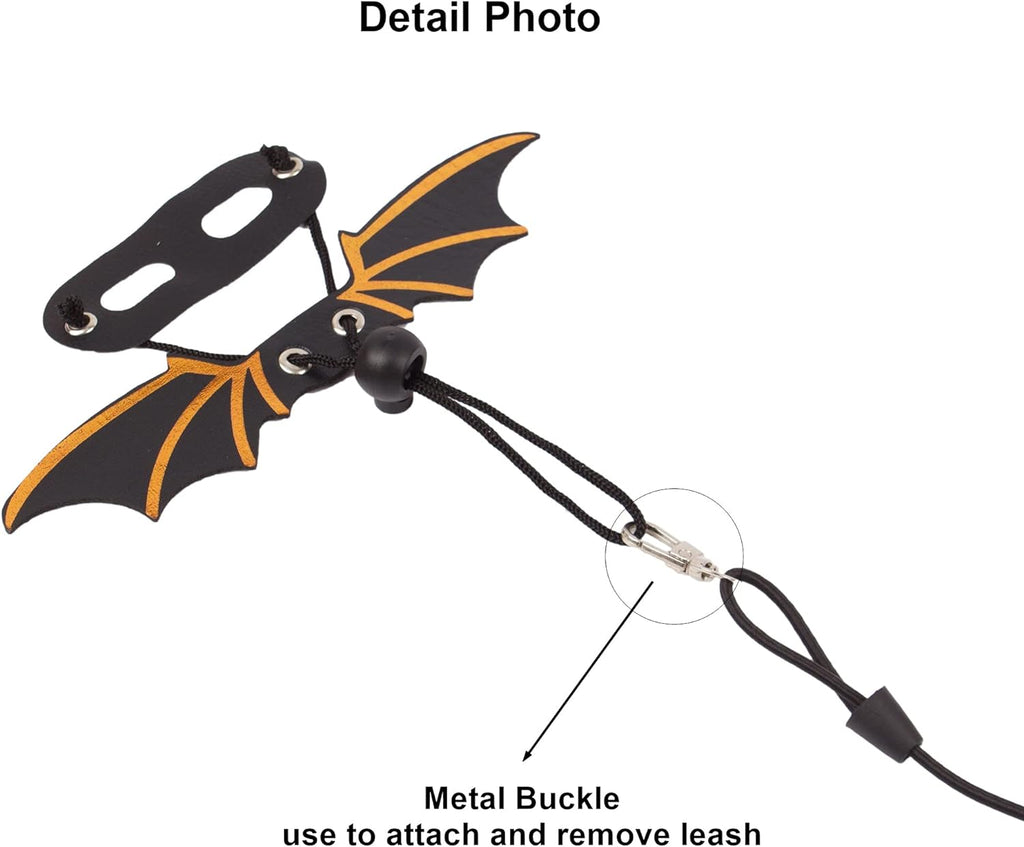 Black Bearded Dragon Leash Harness, 3 Size Pack, Cool Bat Wing