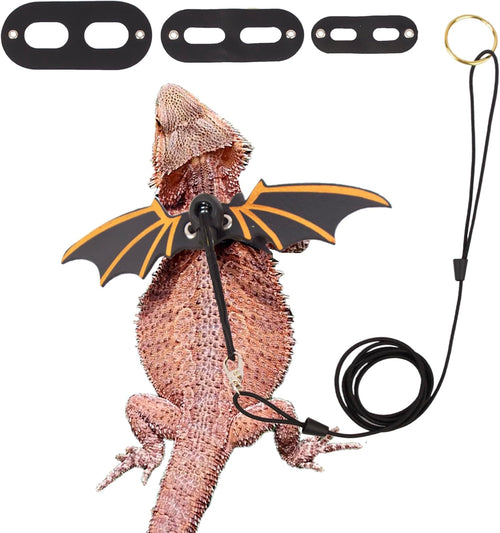 Black Bearded Dragon Leash Harness, 3 Size Pack, Cool Bat Wing