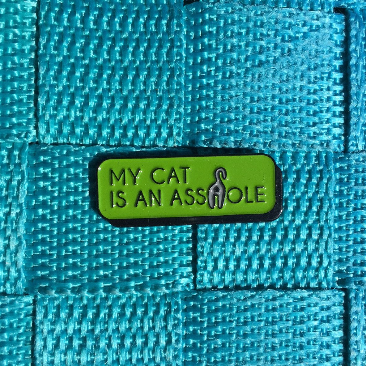 Pin Esmaltado "Mi Gato es Un Grosero" — Diseño Trasero de Gato 3.2cm