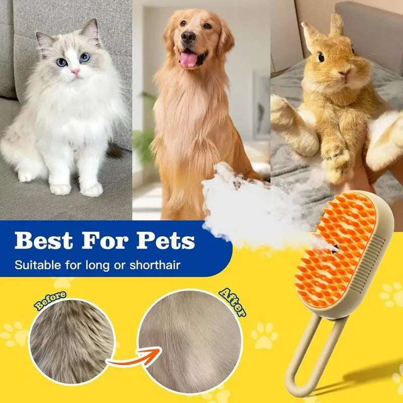 Cepillo de Vapor para Mascotas — Removedor de Pelo para Perros y Gatos