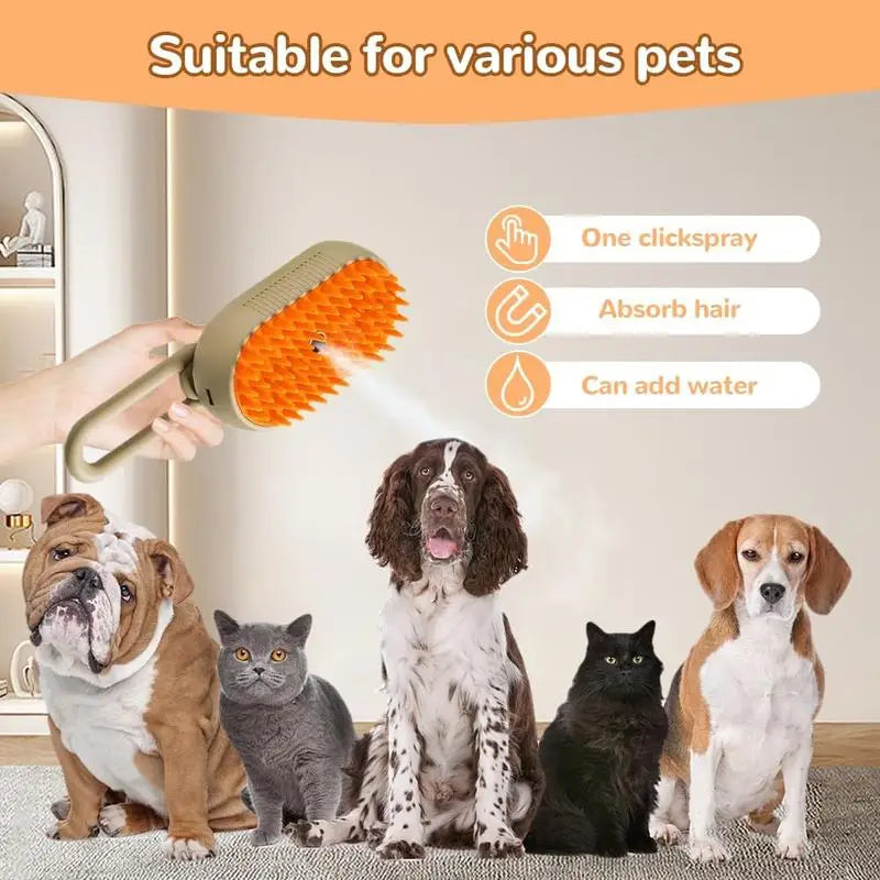 Cepillo de Vapor para Mascotas — Removedor de Pelo para Perros y Gatos