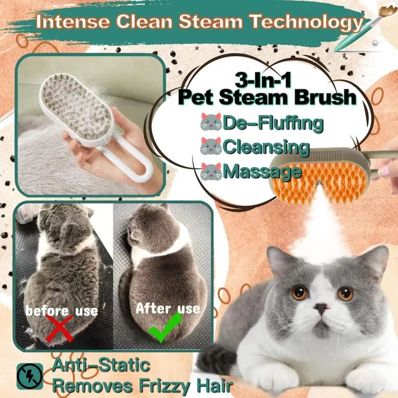 Cepillo de Vapor para Mascotas — Removedor de Pelo para Perros y Gatos