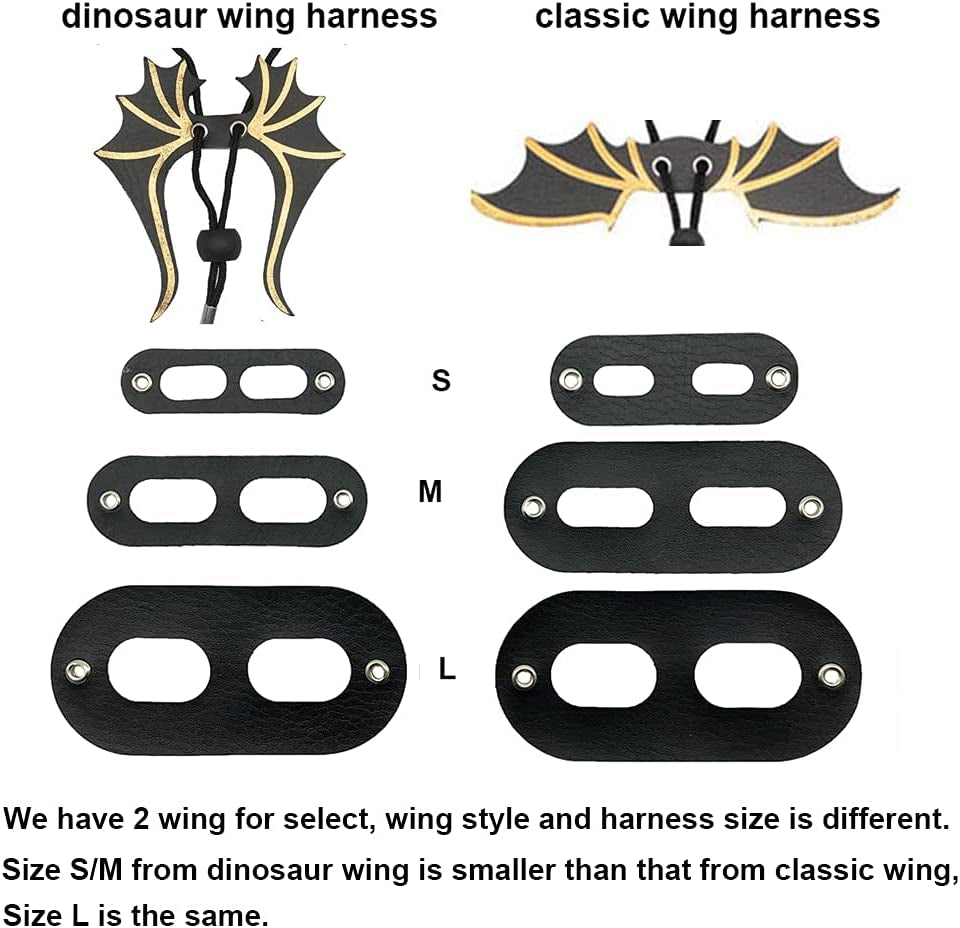 Black Bearded Dragon Leash Harness, 3 Size Pack, Cool Bat Wing