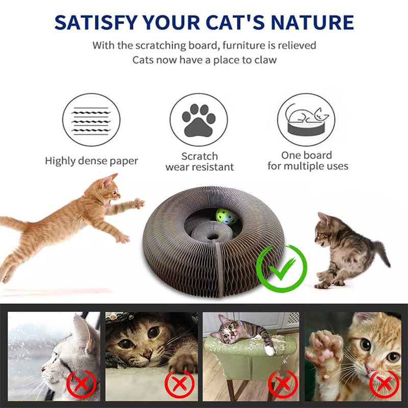 Rascador de Cartón Plegable para Gatos con Pelota