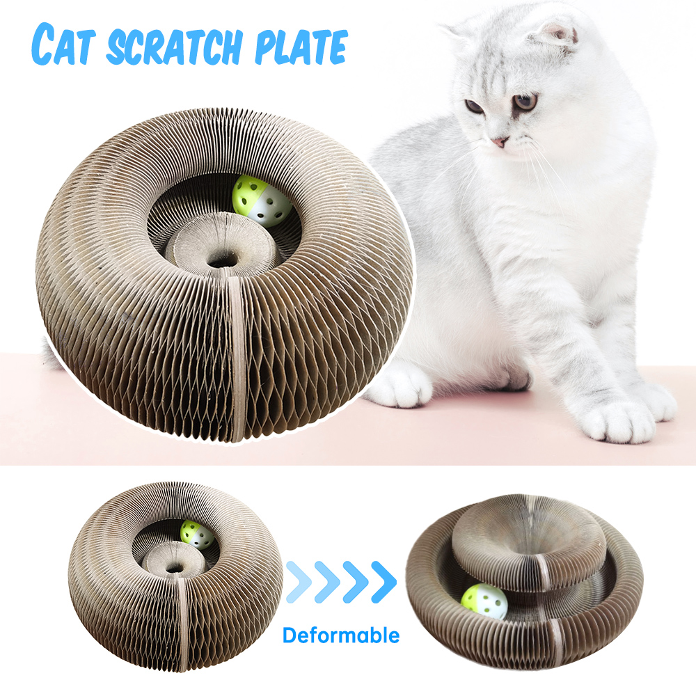 Rascador de Cartón Plegable para Gatos con Pelota