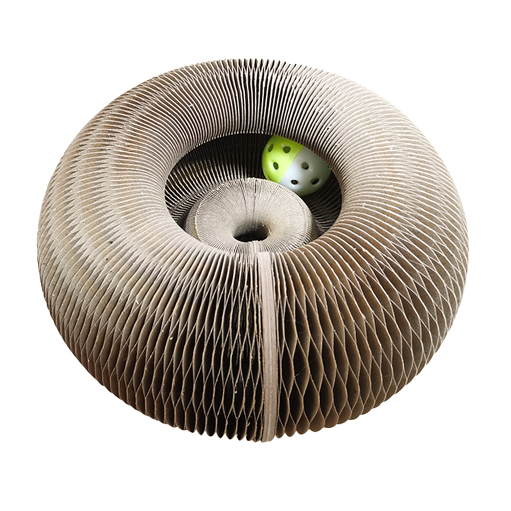 Rascador de Cartón Plegable para Gatos con Pelota